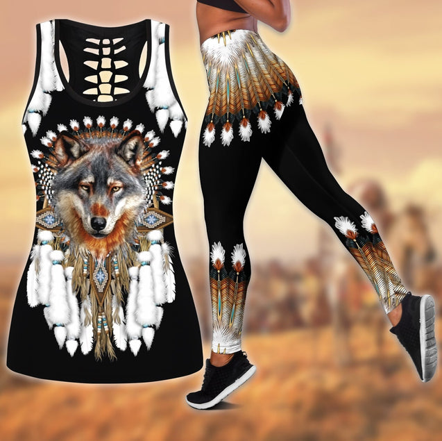 Native American 3D All Over Printed Legging + Hollow Tank Combo