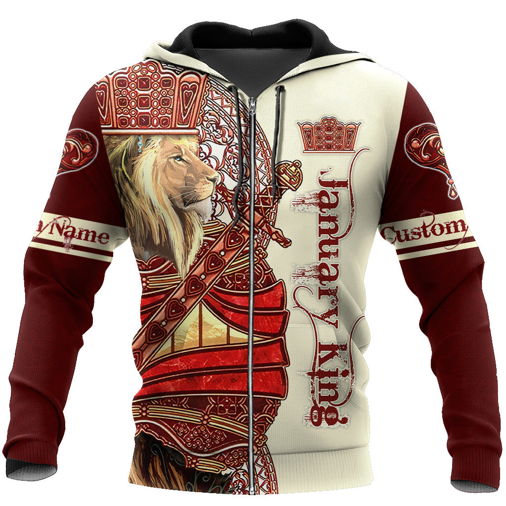 Custom Name January King Lion 3D All Over Printed Unisex Shirts