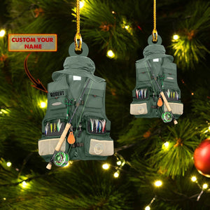 Custom Name Waistcoat Fishing ver2 Christmas Tree Hanging Ornament