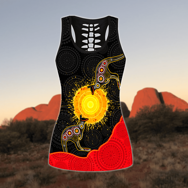 Aboriginal Flag Kangaroo Sunset Glow Combo Legging Tank