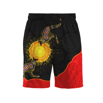 Custom name Aboriginal Flag Kangaroo Sunset Glow Combo T-Shirt Short