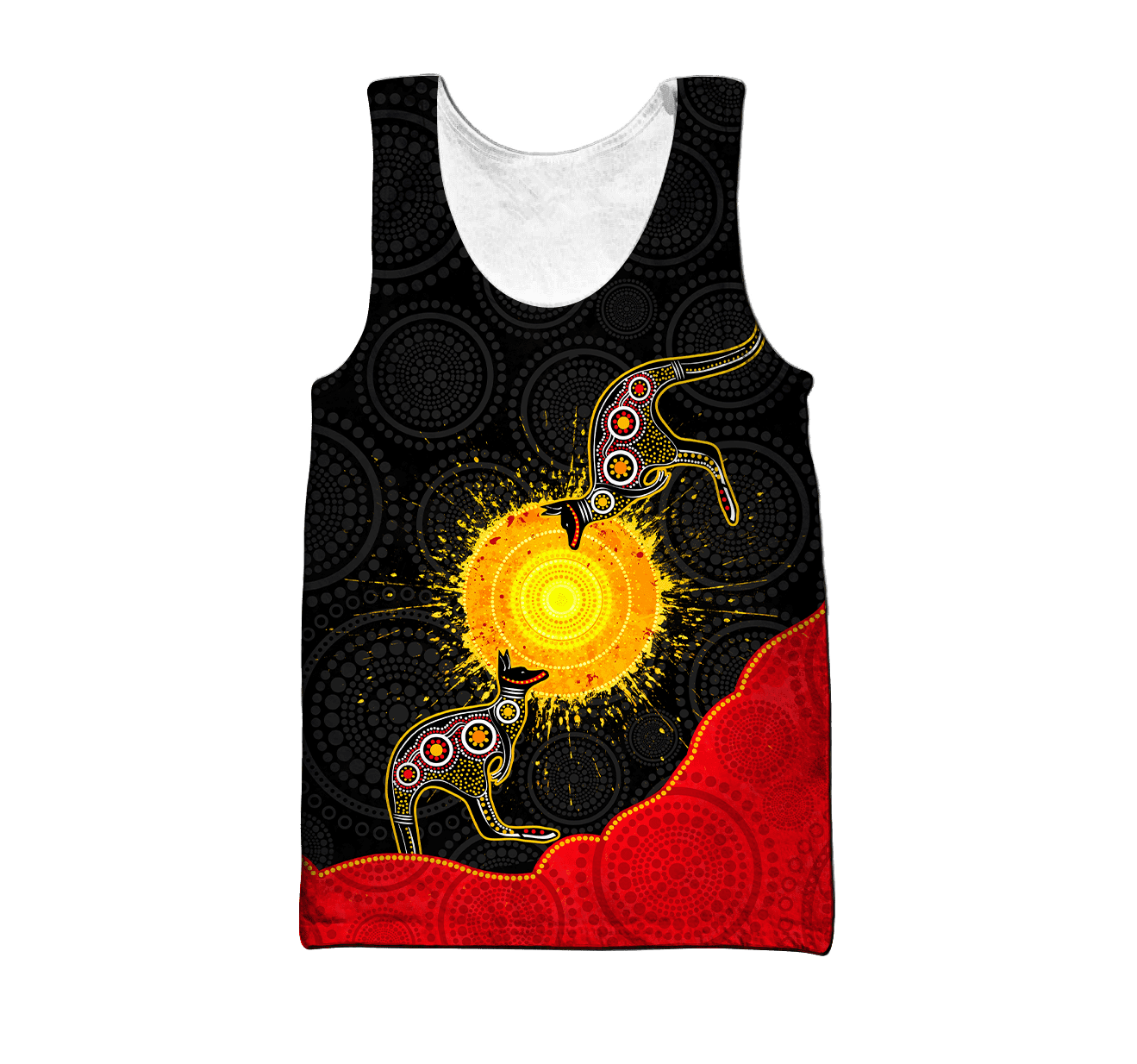 Custom name Aboriginal Flag Kangaroo Sunset Glow 3D design summer shirts