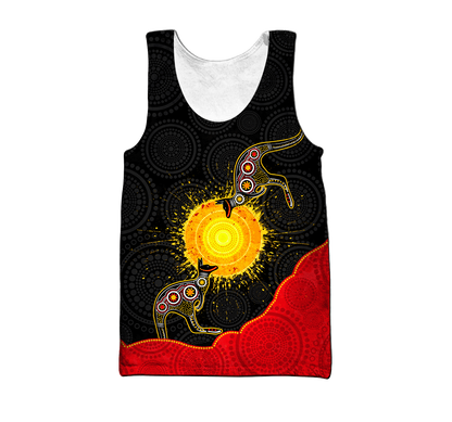 Custom name Aboriginal Flag Kangaroo Sunset Glow 3D design summer shirts