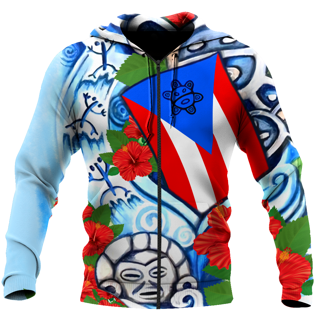 Puerto Rico Sol Taino Art Painting Shirt QB06202004-Apparel-TQH-Zipped Hoodie-S-Vibe Cosy™