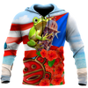 Puerto Rico Cute Caribbean Frog With Maga Flower Shirts QB06222001-Apparel-TQH-Hoodie-S-Vibe Cosy™