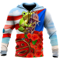 Puerto Rico Cute Caribbean Frog With Maga Flower Shirts QB06222001-Apparel-TQH-Hoodie-S-Vibe Cosy™