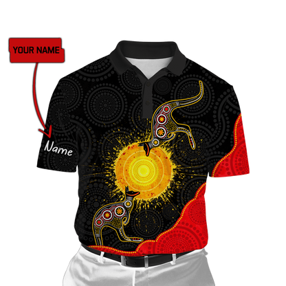 Custom name Aboriginal Flag Kangaroo Sunset Glow 3D design summer shirts