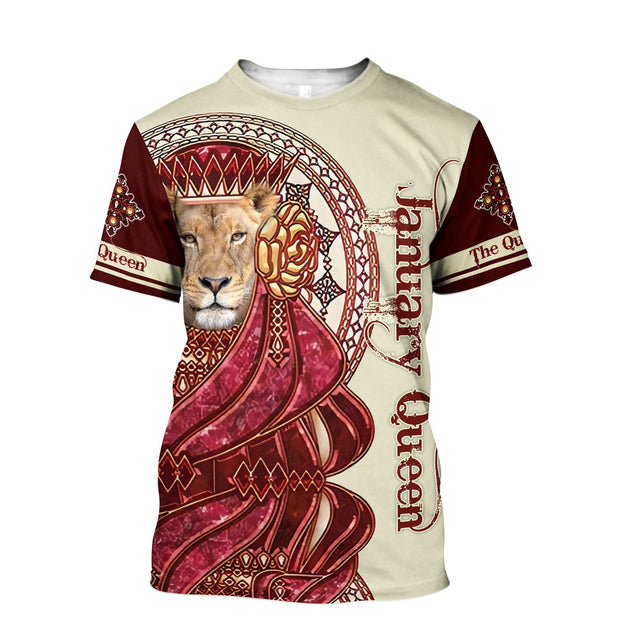 January Lion Queen Poker 3D All Over Printed Shirt for Women