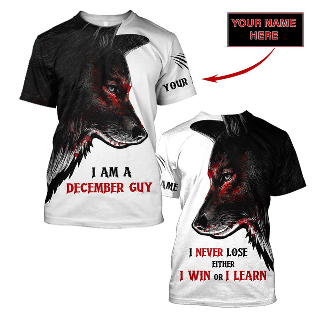 Custom Name December Guy Wolf 3D All Over Printed Unisex Shirts