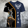 Personalized Name Bull Riding 3D All Over Printed Unisex Shirts Navy