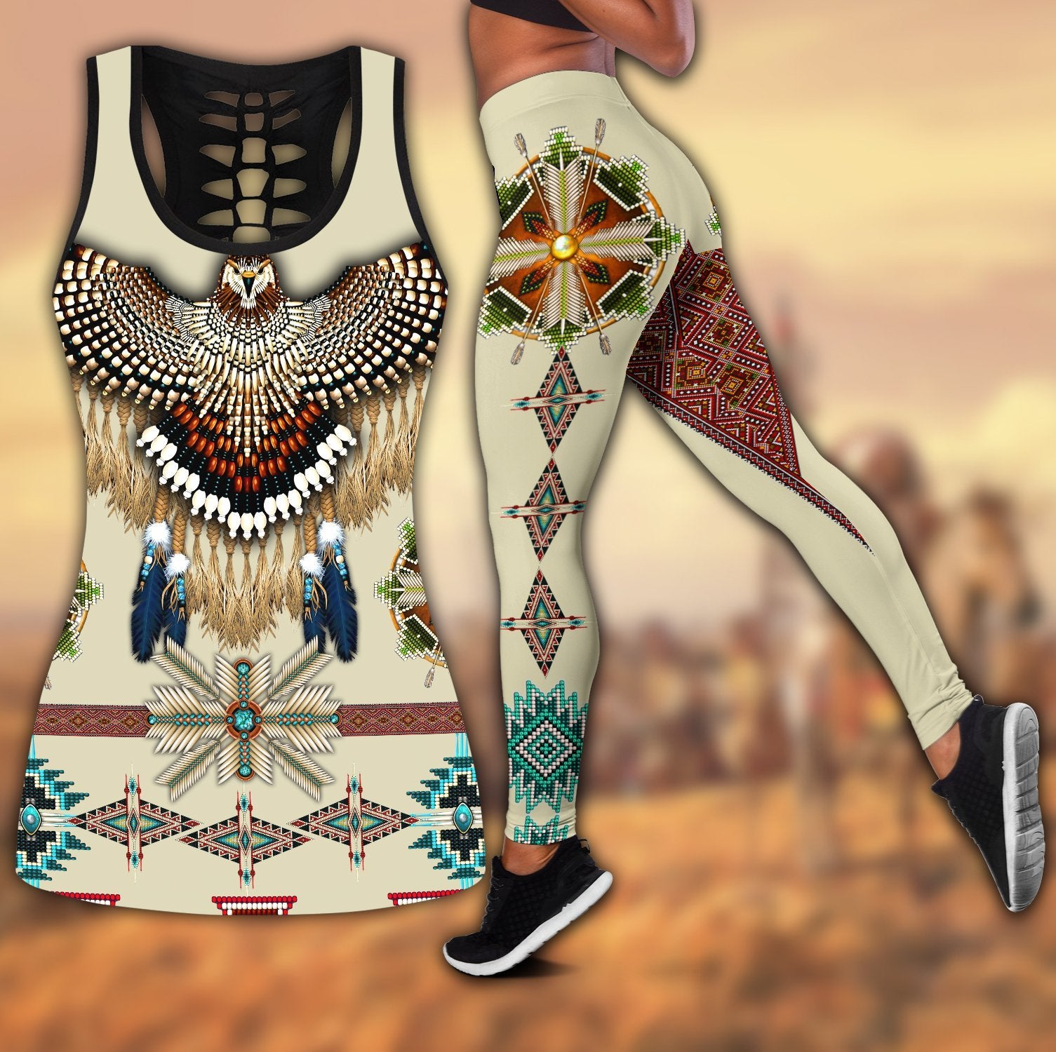 Native American 3D All Over Printed Legging + Hollow Tank