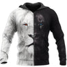 Beautiful Black White Lion 3D all over printed shirts for men and women HC28003-Apparel-Huyencass-Zipped Hoodie-S-Vibe Cosy™