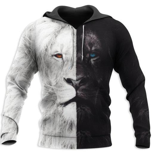 Beautiful Black White Lion 3D all over printed shirts for men and women HC28003-Apparel-Huyencass-Hoodie-S-Vibe Cosy™