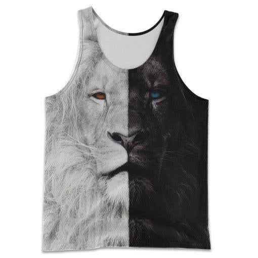 Beautiful Black White Lion 3D all over printed shirts for men and women HC28003-Apparel-Huyencass-Tank Top-S-Vibe Cosy™