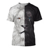 Beautiful Black White Lion 3D all over printed shirts for men and women HC28003-Apparel-Huyencass-T-Shirt-S-Vibe Cosy™