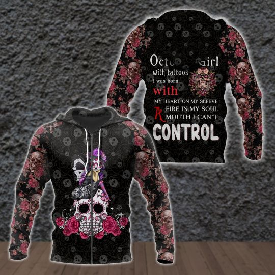 October Girl all over print shirts for man and women PL16032004-Apparel-PL8386-Zipped Hoodie-S-Vibe Cosy™