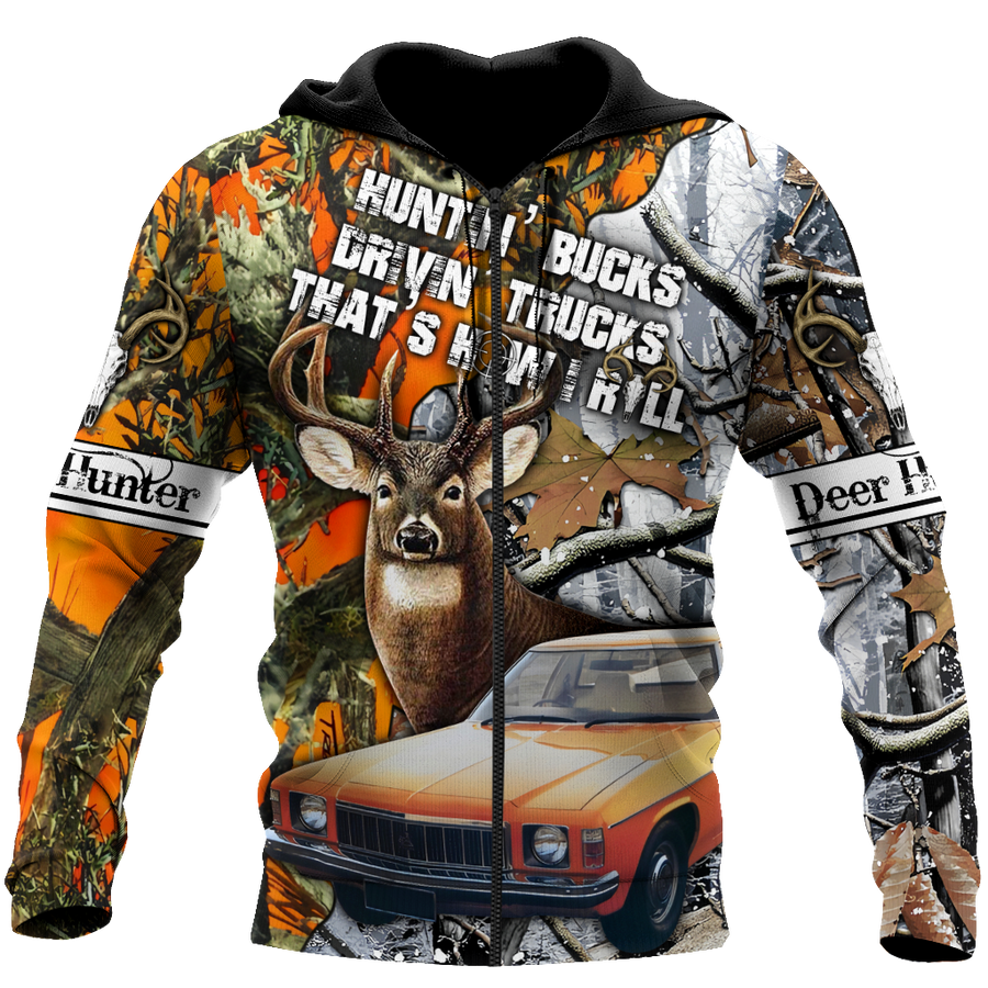 Hunting Bucks and Driving Trucks 3D All Over Print Hoodie DQB09242001