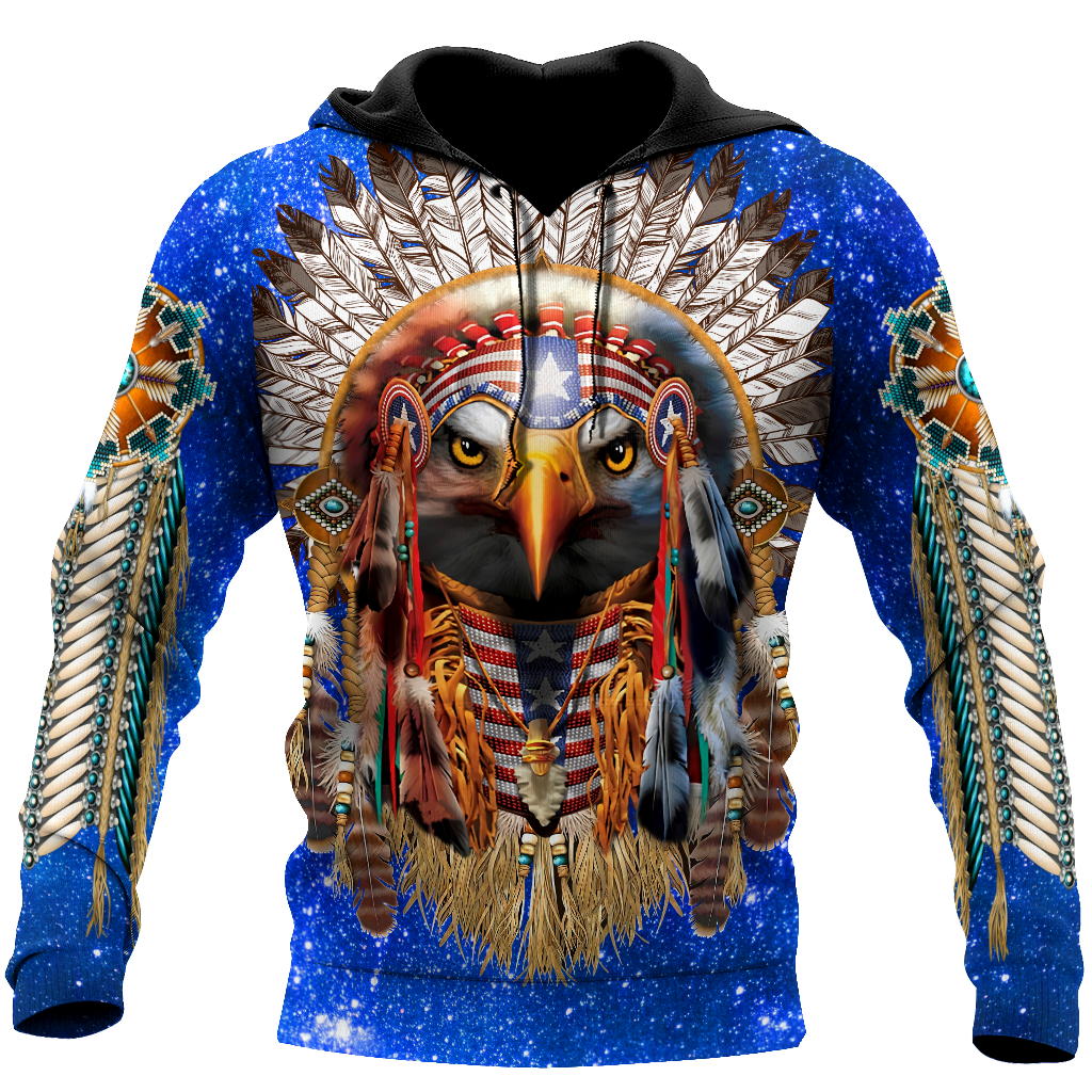 Eagle Native American Blue Galaxy 3D All Over Printed Shirts DA140920202-LAM