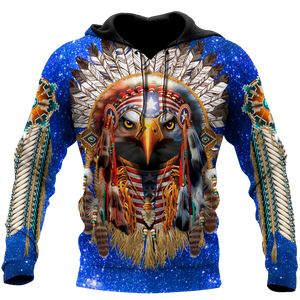 Eagle Native American Blue Galaxy 3D All Over Printed Shirts DA140920202-LAM