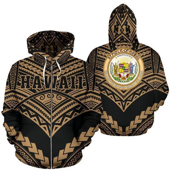 Hawaii Coat Of Arms Polynesian Tribal Hoodie - New Warrior Style - AH J1-ALL OVER PRINT HOODIES (P)-Phaethon-Hoodie-S-Vibe Cosy™