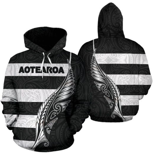 Aotearoa Hoodie Silver Fern Patterns Maori TH5-Apparel-Khanh Arts-Hoodie-S-Vibe Cosy™