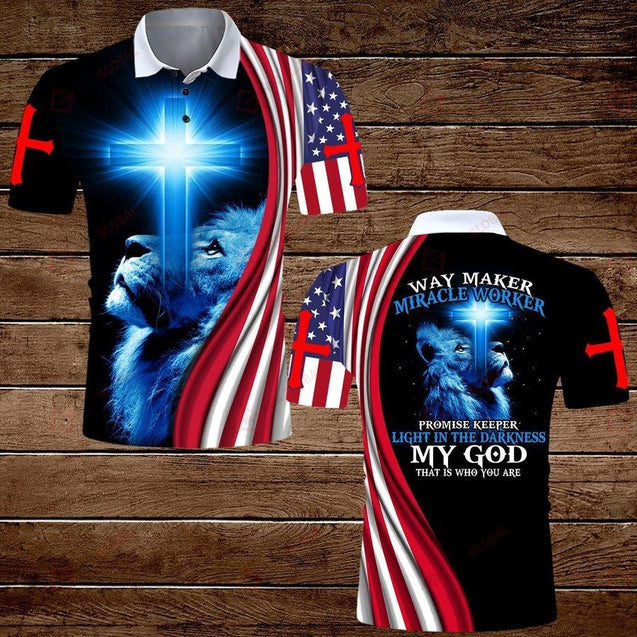 Way Maker Miracle Worker American Flag 3D All Over Printed Shirts For Men and Women TA0729209-Apparel-TA-POLO-S-Vibe Cosy™