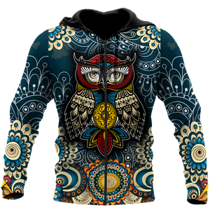 Owl 3d hoodie shirt for men and women QB05132001-Apparel-HG-Zip hoodie-S-Vibe Cosy™