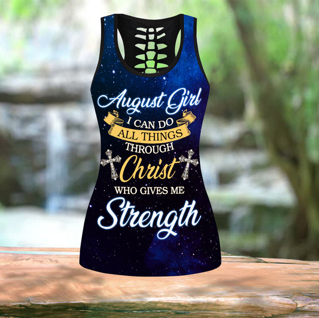 August Girl I Can Do All Things Through Christ Who Give Me Strength Combo Tank Top + Legging DQB08122005