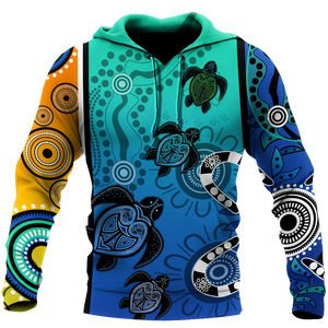 Aboriginal Indigenous Turtle Dot Painting Art 3D Hoodie Shirt For Men And Women