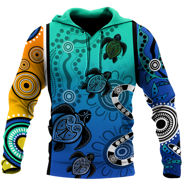 Aboriginal Indigenous Turtle Dot Painting Art 3D Hoodie Shirt For Men And Women