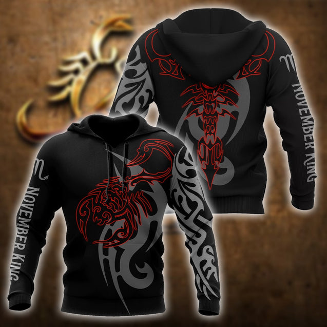 November King Scorpio Tattoo 3D All Over Printed Shirts For Men and Women