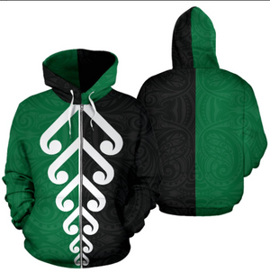 Koru Fern New Zealand Zip Up Hoodie-Apparel-Khanh Arts-Zipped Hoodie-S-Vibe Cosy™