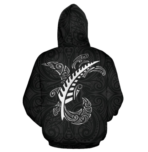 Rugby Fern Hoodie Patterns Maori TH5-Apparel-Khanh Arts-Hoodie-S-Vibe Cosy™