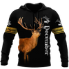 Premium December Deer Customize Name 3D All Over Printed Shirts