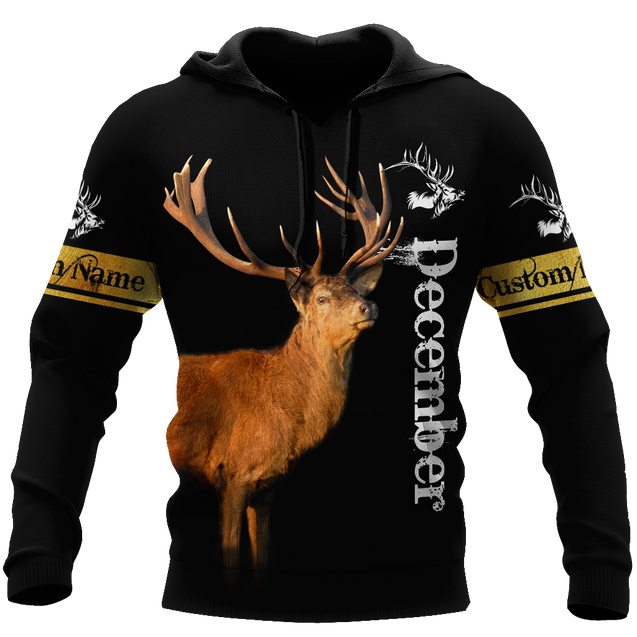 Premium December Deer Customize Name 3D All Over Printed Shirts