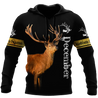 Premium December Deer Customize Name 3D All Over Printed Shirts