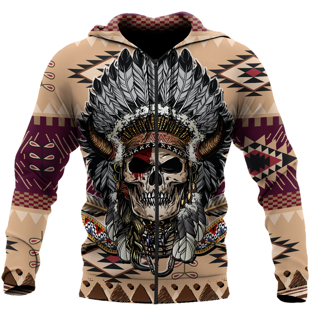 Love Skull native 3D all over printed for man and women QB06062004-Apparel-PL8386-Zipped Hoodie-S-Vibe Cosy™