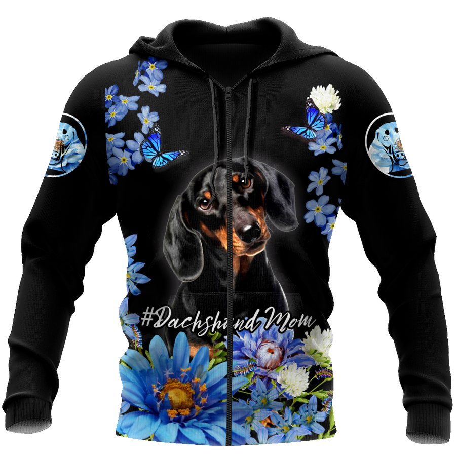 3D Dachshund and Flower Unisex Shirts