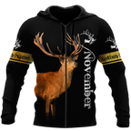 Premium November Deer Customize Name 3D All Over Printed Shirts