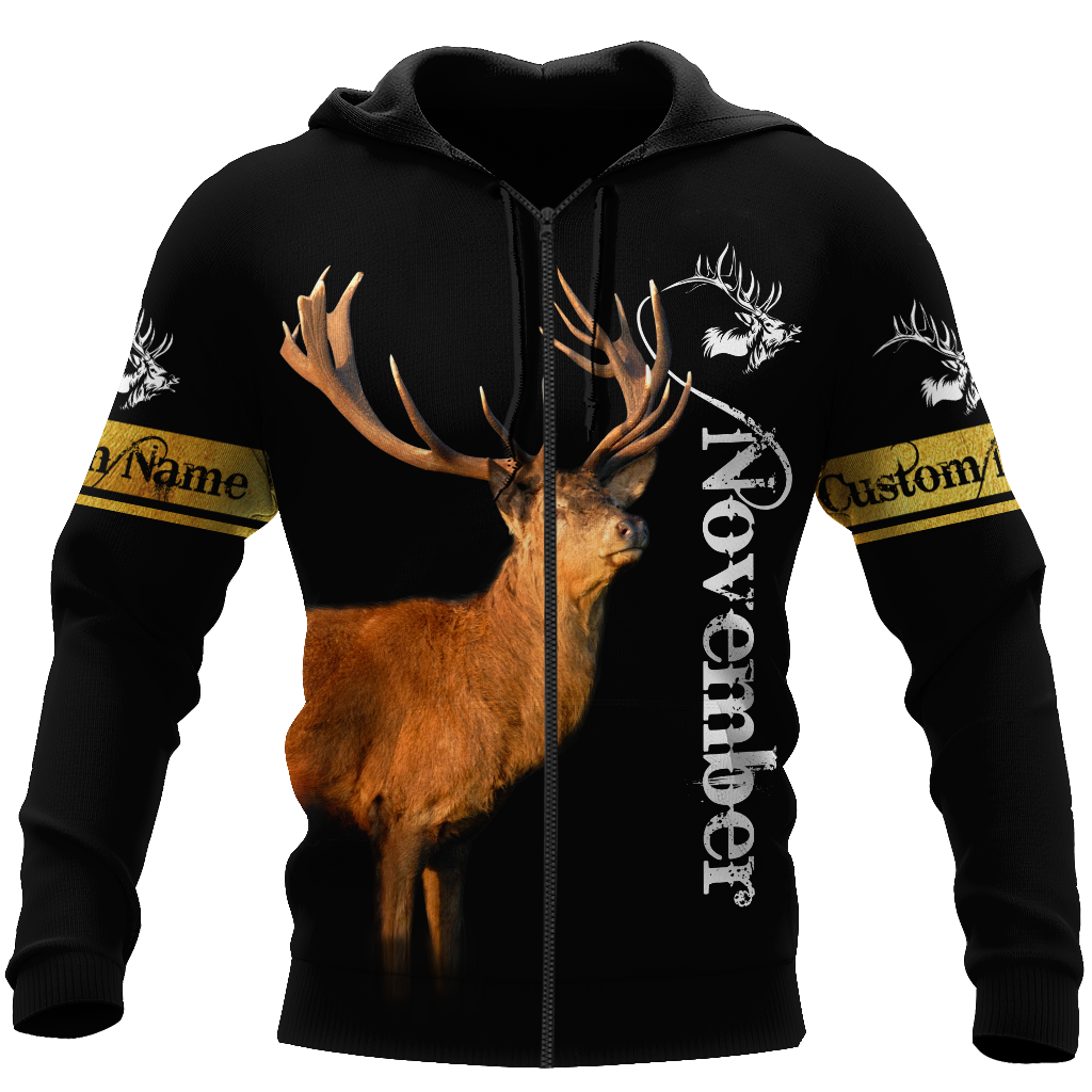 Premium November Deer Customize Name 3D All Over Printed Shirts