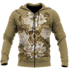 Skull day of the dead 3D all over printed for man and women QB05272003-Apparel-PL8386-Zipped Hoodie-S-Vibe Cosy™