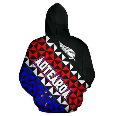 Aotearoa - New Zealand Hoodie Silver Fern & Flag Color PL-Apparel-PL8386-Hoodie-S-Vibe Cosy™