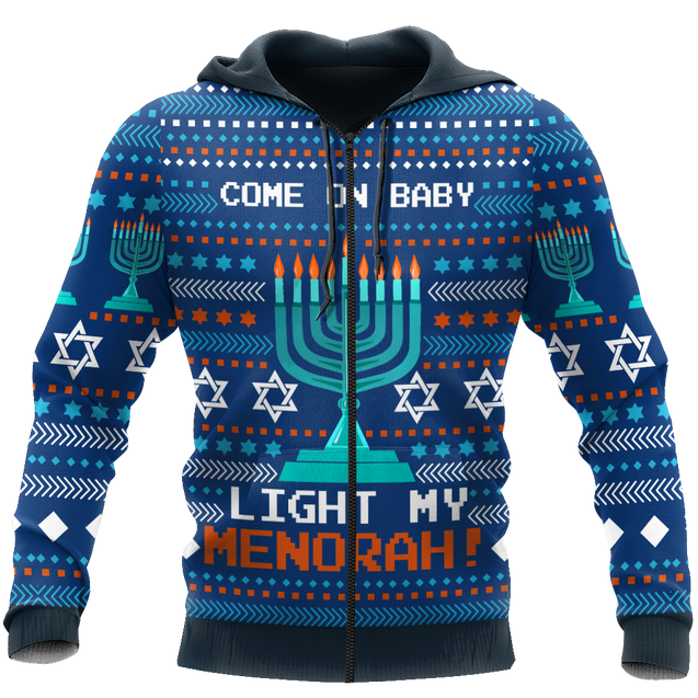 Come On Baby Light My Menorah Hanukkah Hoodie MEI