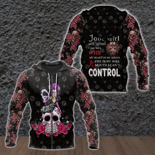 June Skull Girl all over print shirts for man and women PL16032002-Apparel-PL8386-Zipped Hoodie-S-Vibe Cosy™