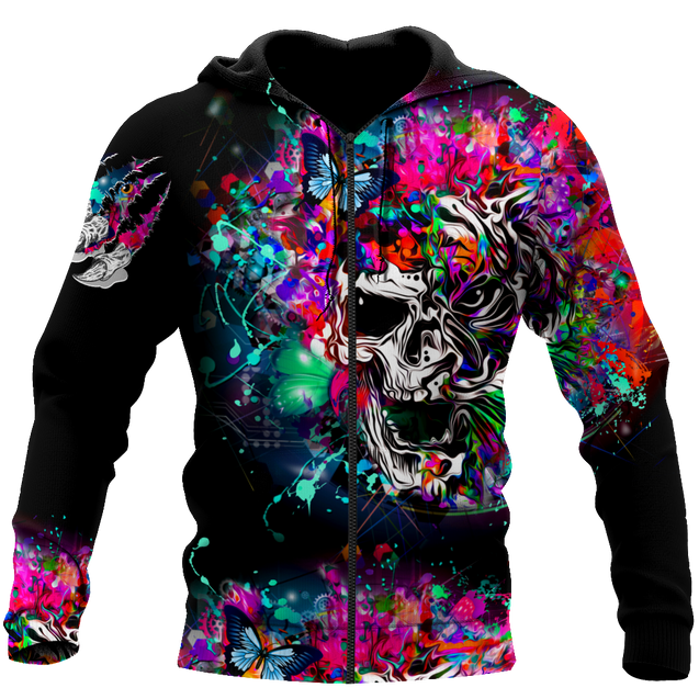 Love Skull animal full color 3D all over printed for man and women QB06092002-Apparel-PL8386-Zipped Hoodie-S-Vibe Cosy™