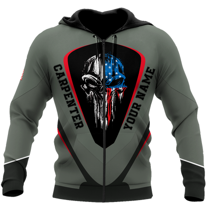 Carpenter Skull Customize Name 3D Unisex Shirts