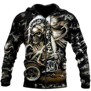 Skull Motorbike Hoodie 3D All Over Printed Shirts For Men HHT21072006-Apparel-LAM-Zipped Hoodie-S-Vibe Cosy™