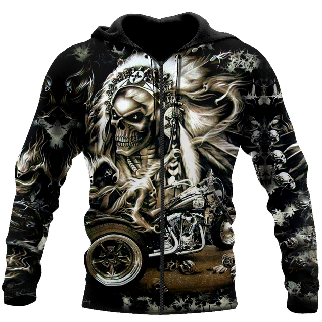 Skull Motorbike Hoodie 3D All Over Printed Shirts For Men HHT21072006-Apparel-LAM-Zipped Hoodie-S-Vibe Cosy™