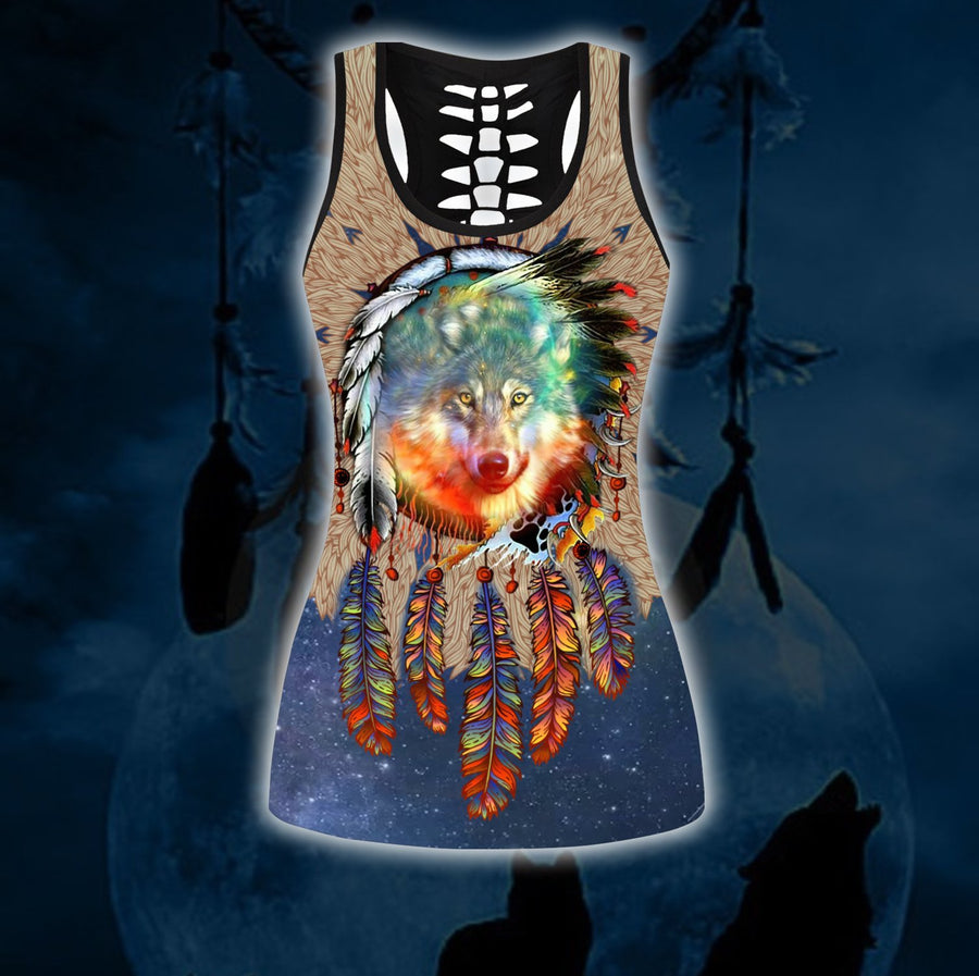 All Over Printed Native Wolf Yoga Outfit For Women HHT12082002-MEI