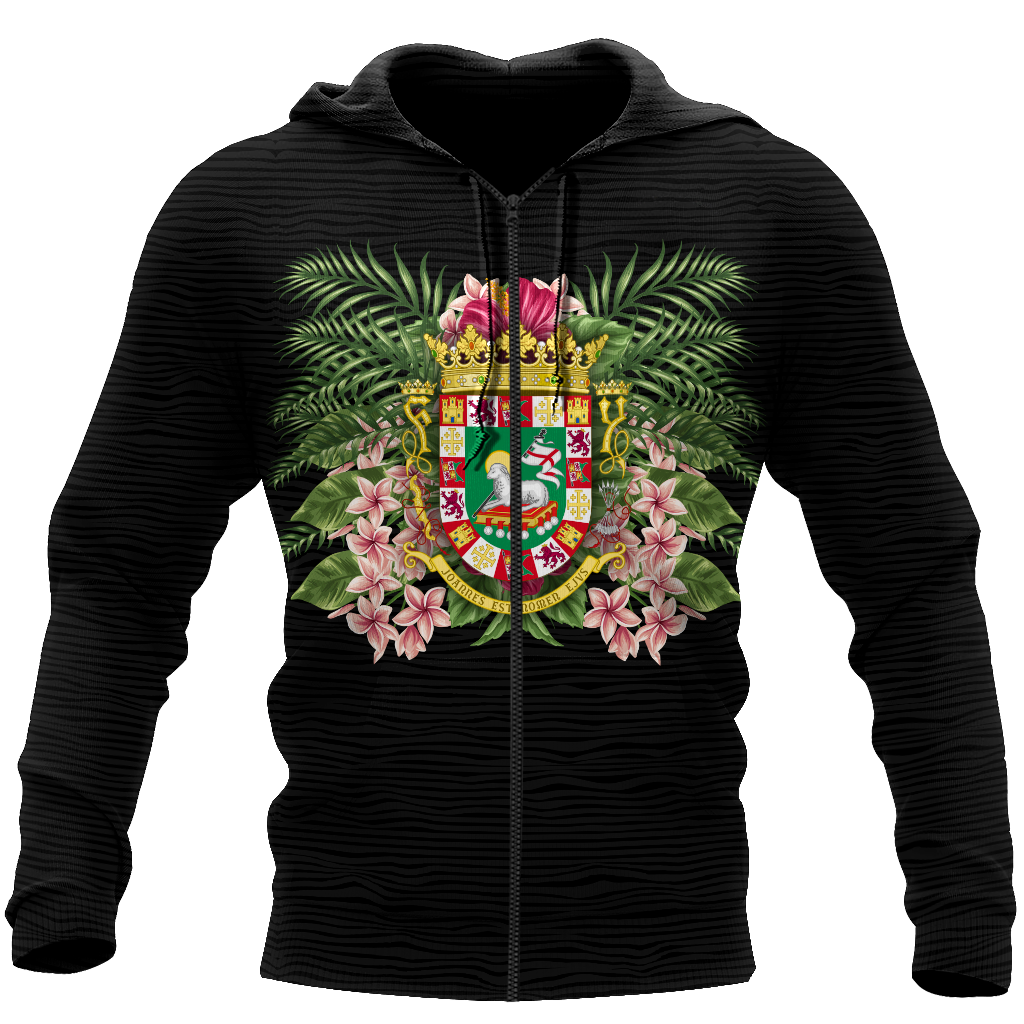 Puerto Rico Coat of Arms 3D All Over Print Shirts And Short TH20061603S-Apparel-TQH-Zipped Hoodie-S-Vibe Cosy™